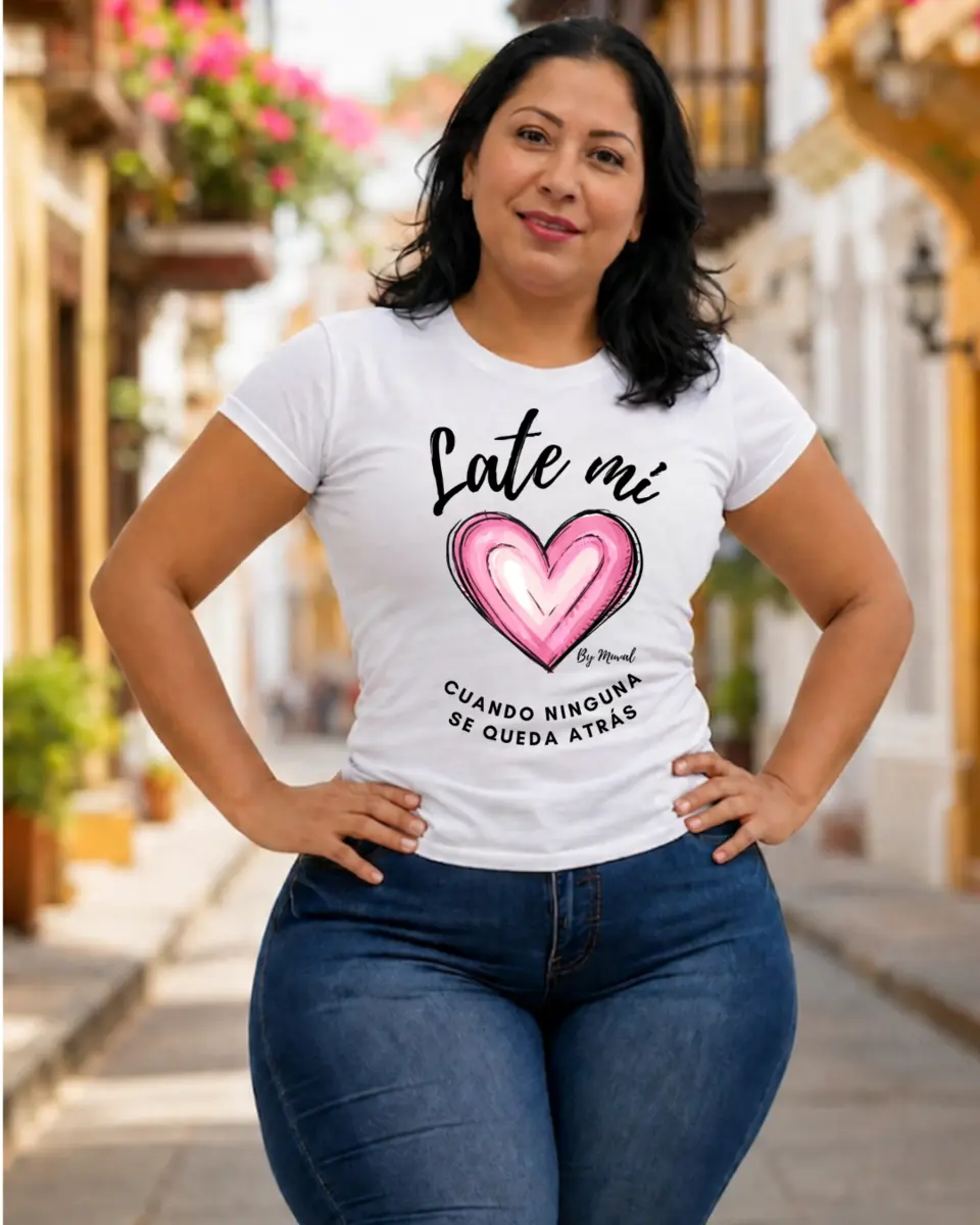Mujer usando camiseta MUVAL con mensaje de apoyo