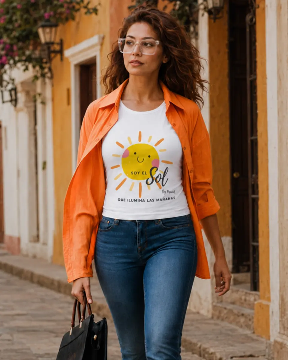 Mujer usando una prenda de la colección MUVAL